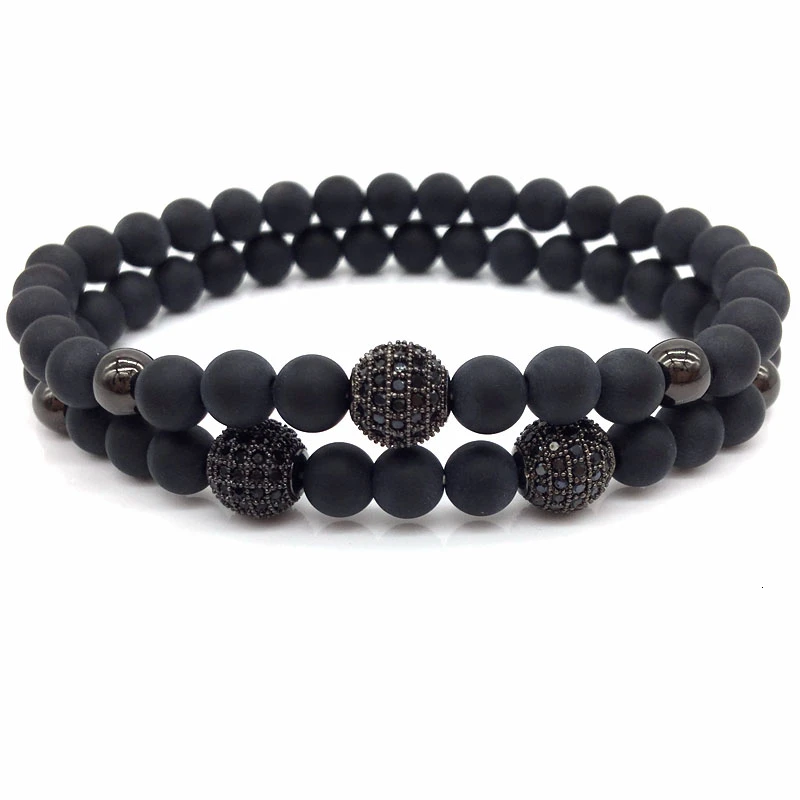 Классический 2 шт./компл. браслет для мужчин модный роскошный 6 мм CZ шар бусины