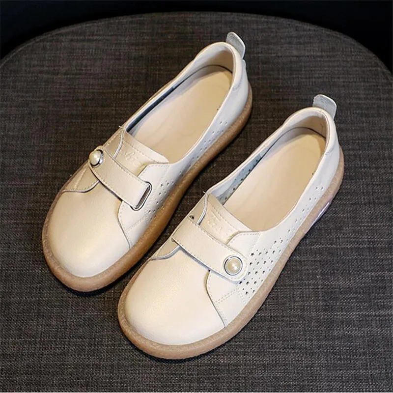 Повседневная обувь из натуральной кожи женские кроссовки однотонные балетки