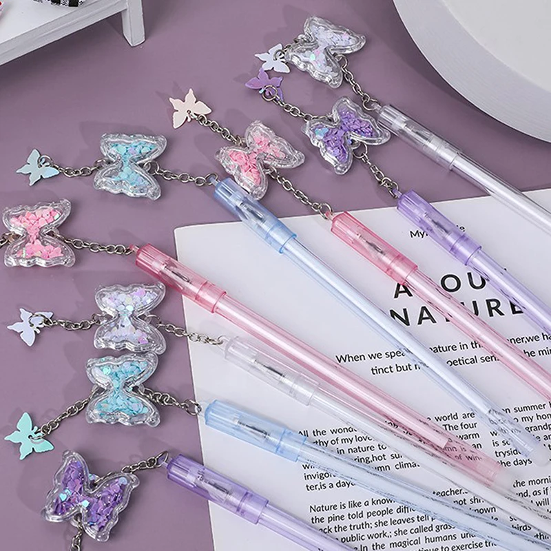 Butterfly Gel Pen Creative Kawaii Cute Fountain Student Stationery Writing Learning Office Supplies | Канцтовары для офиса и