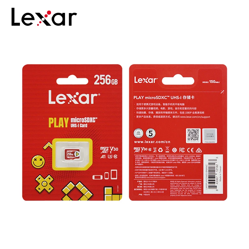 

100% Original Lexar Play Memory Card 1TB 512GB A2 V30 Read Speed up to 150MB/S Class 10 TF Card 256GB A1 U3 Microsd Card