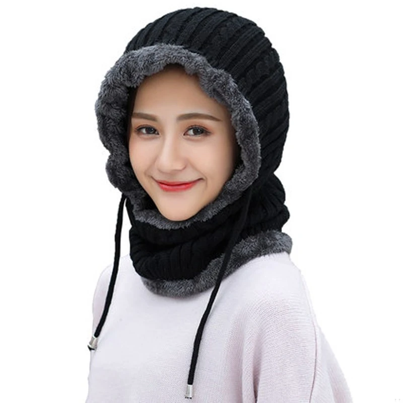 Бархатный теплый шарф с капюшоном флисовая шапка для мужчин и женщин зимняя