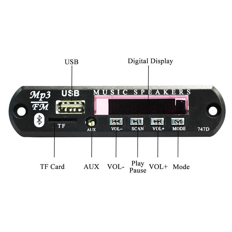 MP3 беспроводной Bluetooth 5 в 12 В WMA декодер плата автомобильный аудио модуль с экраном