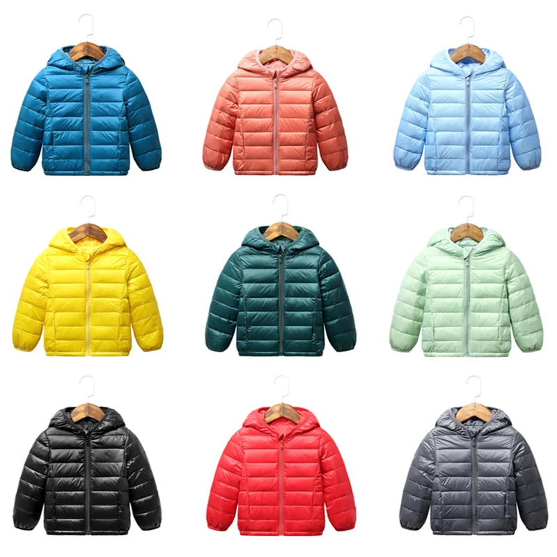 

2020 Autumn Winter Hooded Children Down Jackets For Girls Candy Color Warm Kids Down Coats For Boys 2-9 Years Outerwear Clothes