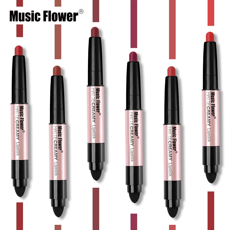 Матовая губная помада Music Flower с губкой водостойкая стойкая для макияжа