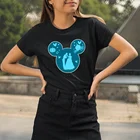 Летние новые товары, женские футболки с принтом Золушки, Disney, Микки Маус, футболка с принтом в стиле каваи, черно-белые футболки Harajuku