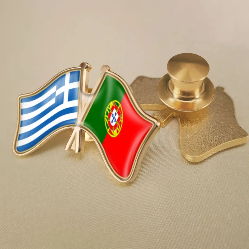 Греция и Португалия перекрестные двойной флаг дружбы значков на булавке брошь