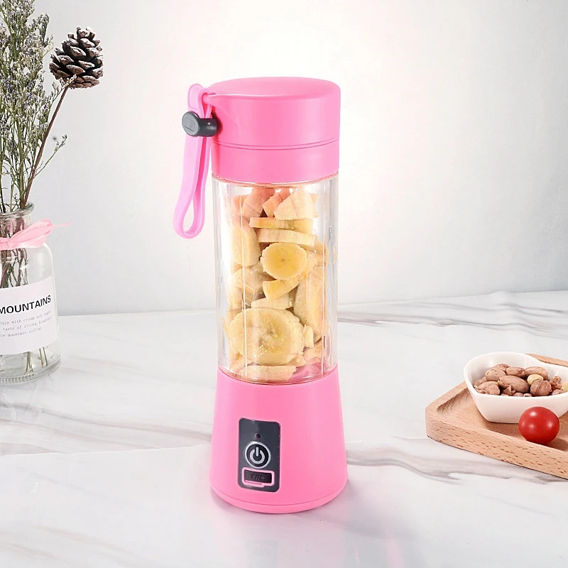 

380Ml Mini Usb Rechargeable Portable Electric Fruit Juicer Smoothie Maker Blender Machine Sports Bottle 4 Sharp Blades Fruit Mix