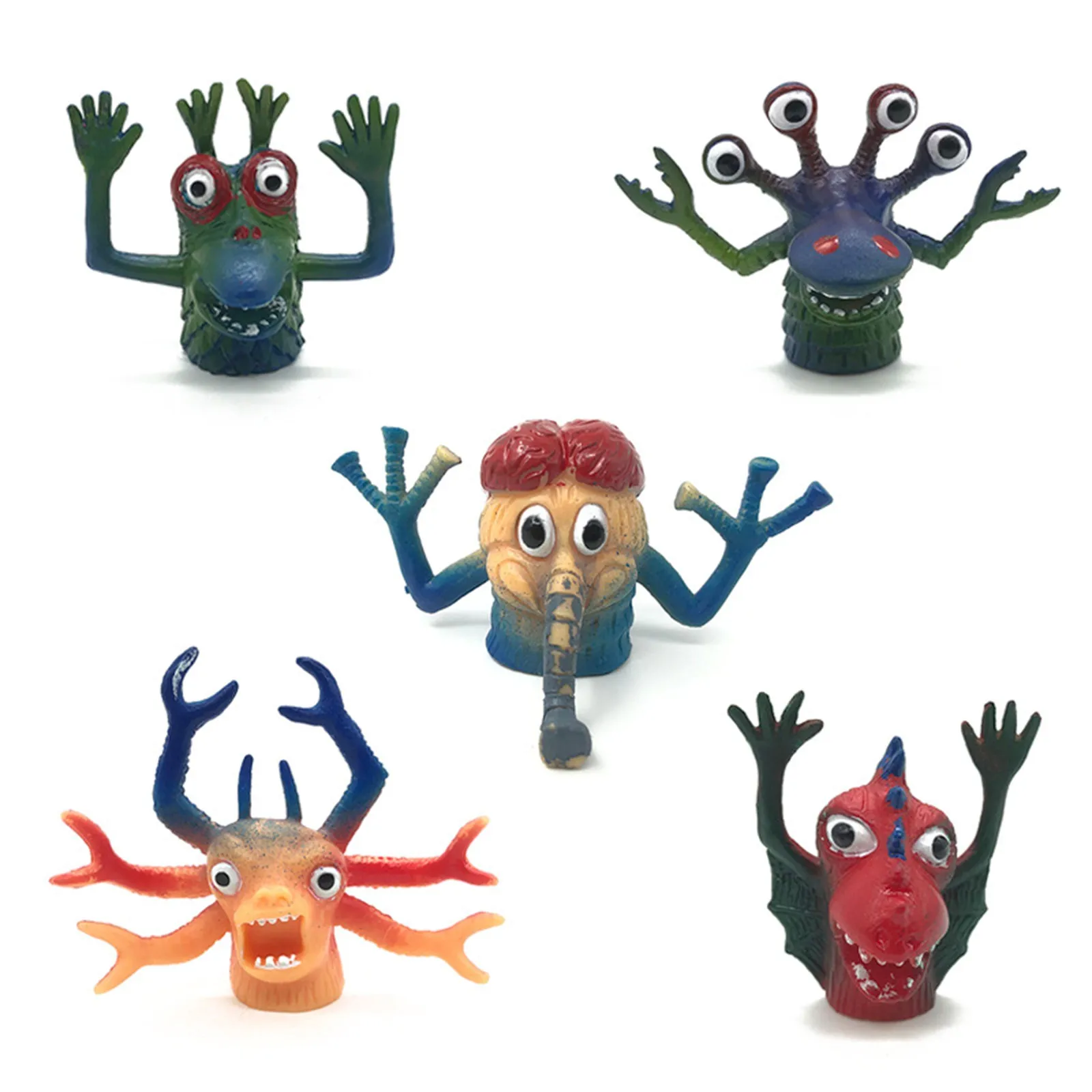 5 шт./лот Маленькие монстр пальчиковые куклы из ПВХ с мини-головами призраков зомби, рассказывающие истории, игрушки на руку для вечеринок, подарки на 2021 год Новинка FE.