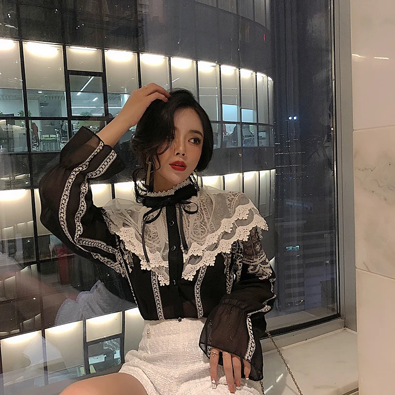 Темпераментная Женская одежда блузки модные женские шифоновые рубашки со