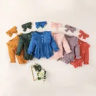 Боди и повязка на голову для девочек 3-12 месяцев, с длинным рукавом, с бантом и оборками