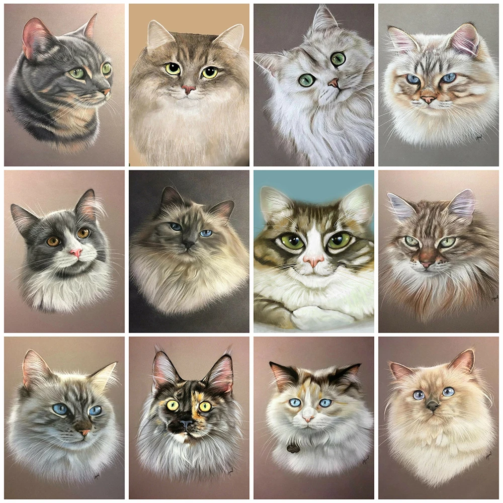 

HUACAN Full Square 5d Diamond Painting Cat DIY Diamond Embroidery Cross Stitch Animal Mosaic Needlework Home Decor Kits