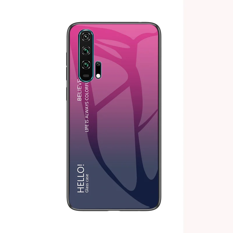 Розовый Чехол Honor 20Pro для huawei Honor 20 Pro, градиентный чехол из закаленного стекла, противоударный чехол для huawei Honor 20 s, русская версия, Shel - Цвет: Розовый