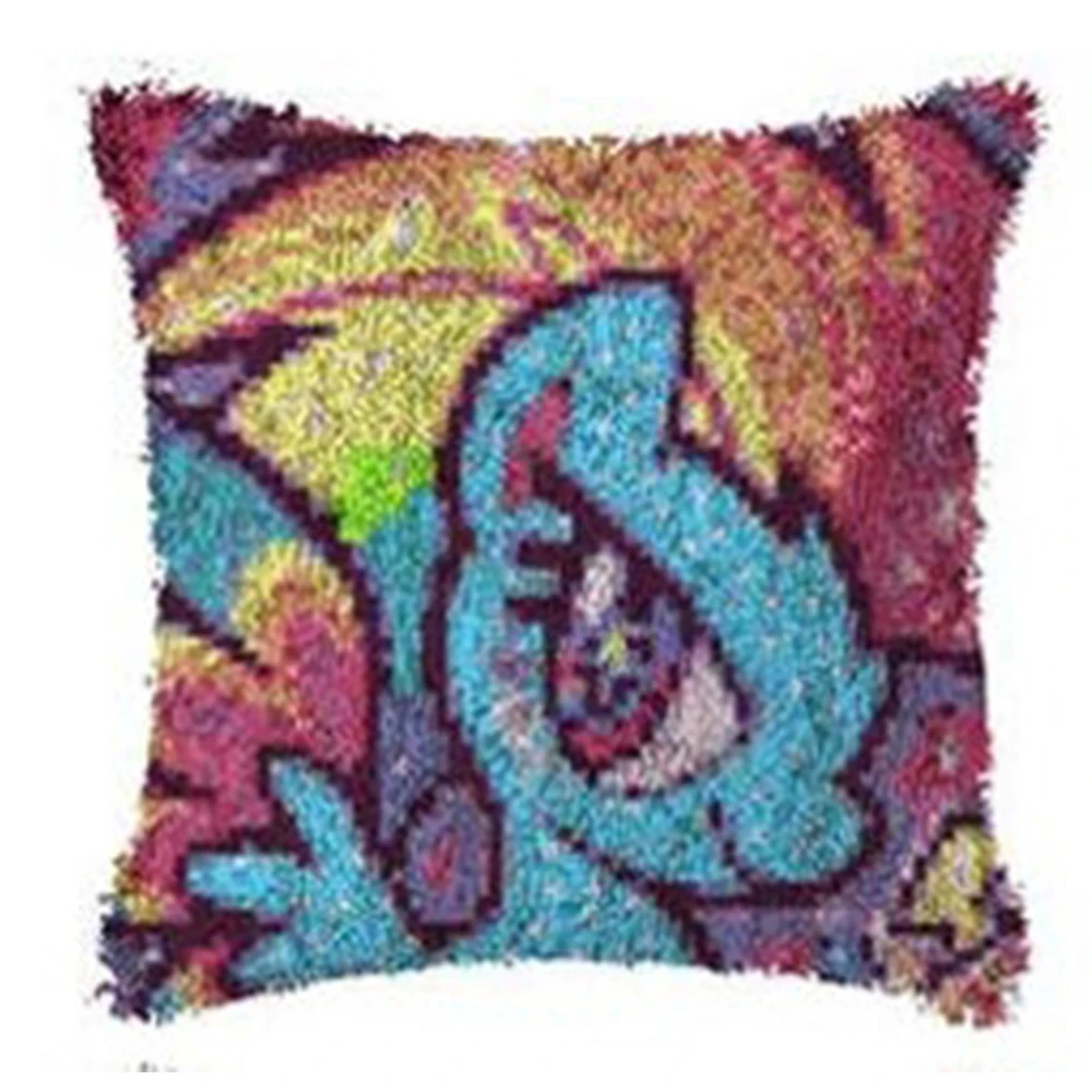 

Latch hook pillow DIY Unfinished Crocheting Yarn Mat Cartoon Horse Cross stitch pillows with Pre-Printed Pattern Pillow