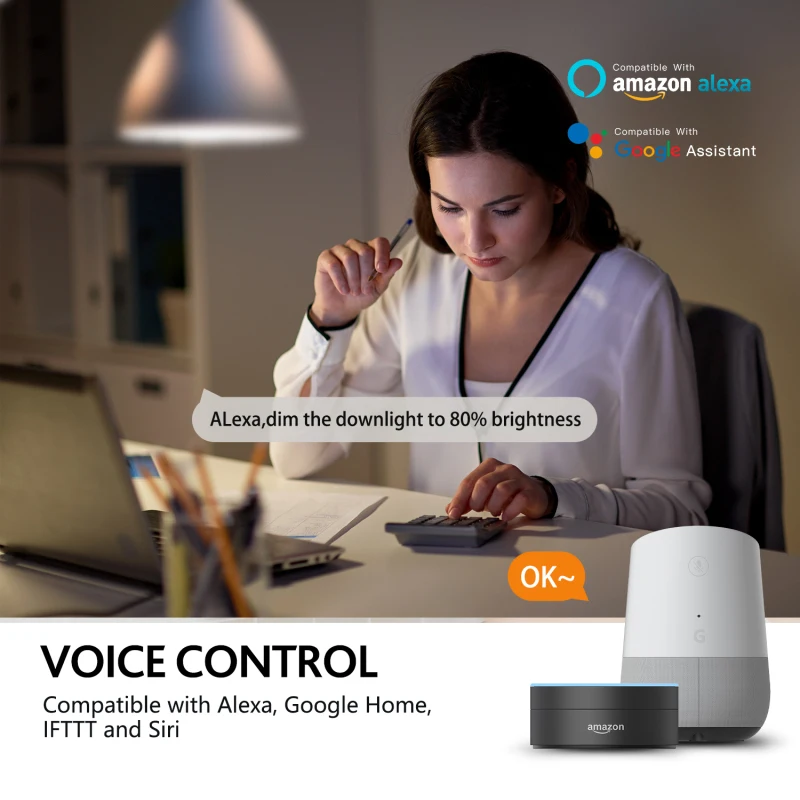

1-4 Pcs WiFi Smart Bulb Work With Alexa 9W RGB Cold Warm Light Dimmable Timer Function Light Wireless Remote Controller Lighting