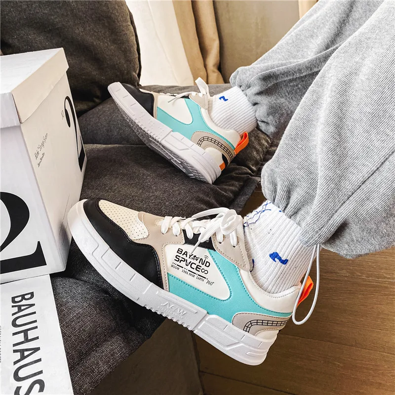 

White Man Flats Sneakers Fashion Casual Male Shoes Comfortable Trend Outdoor PU Leather Men Tide Shoes Rubber Bottom Leisure New
