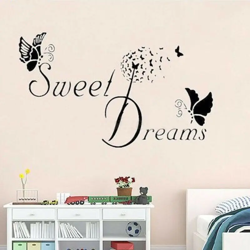 Наклейки на стену с надписью SWEET DREAMS и изображением бабочки | Дом сад