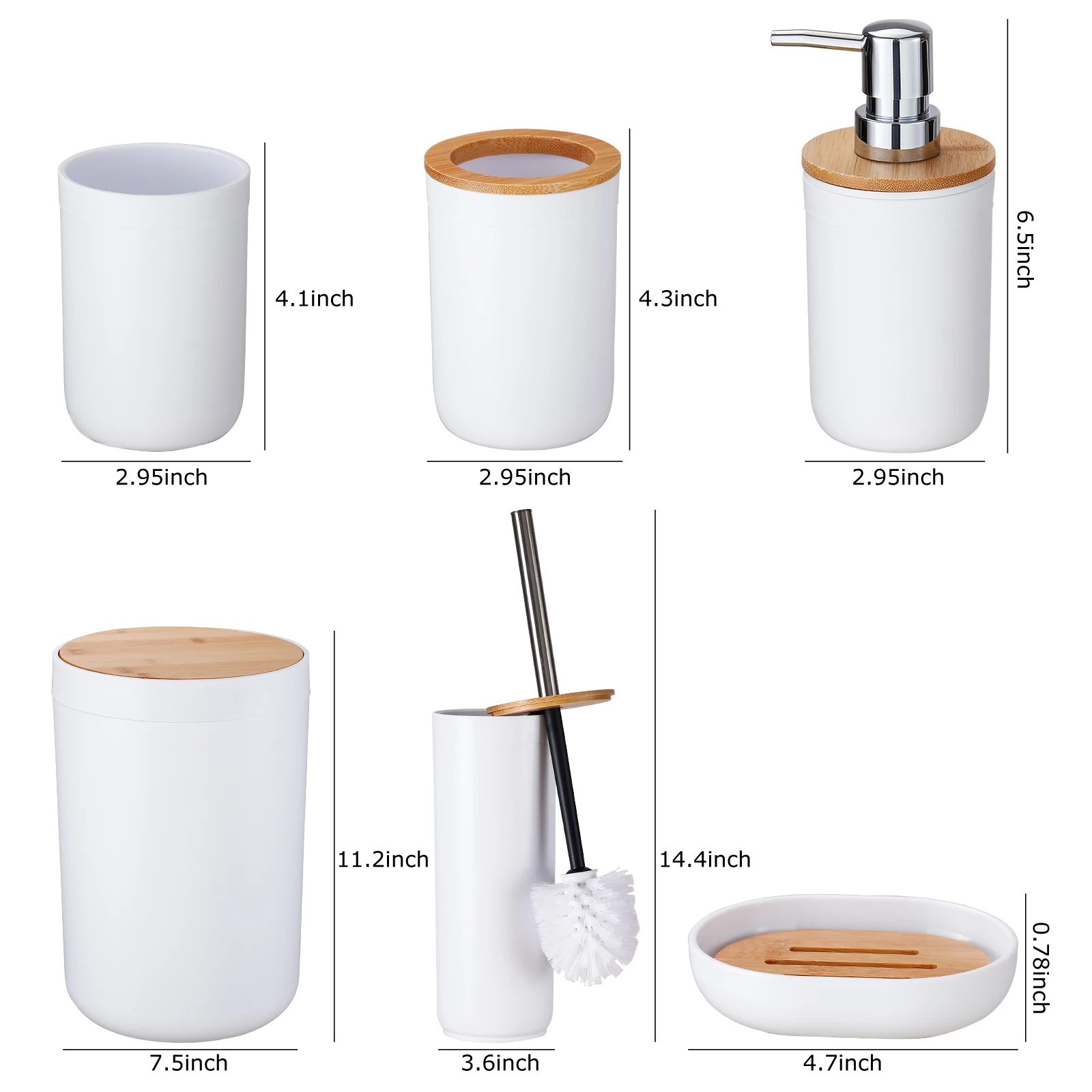 imucci bathroom accessories set 6 pieces bamboo house sets toothbrush holder soap dispenser toilet brush trash can free global shipping
