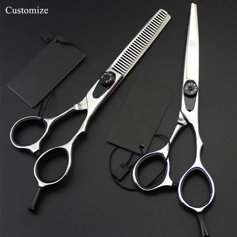 Tijeras de corte de pelo de acero japonés, logo personalizado, 5,5 y 6 pulgadas, makas de peluquero, tijeras de corte de pelo, tijeras de peluquería