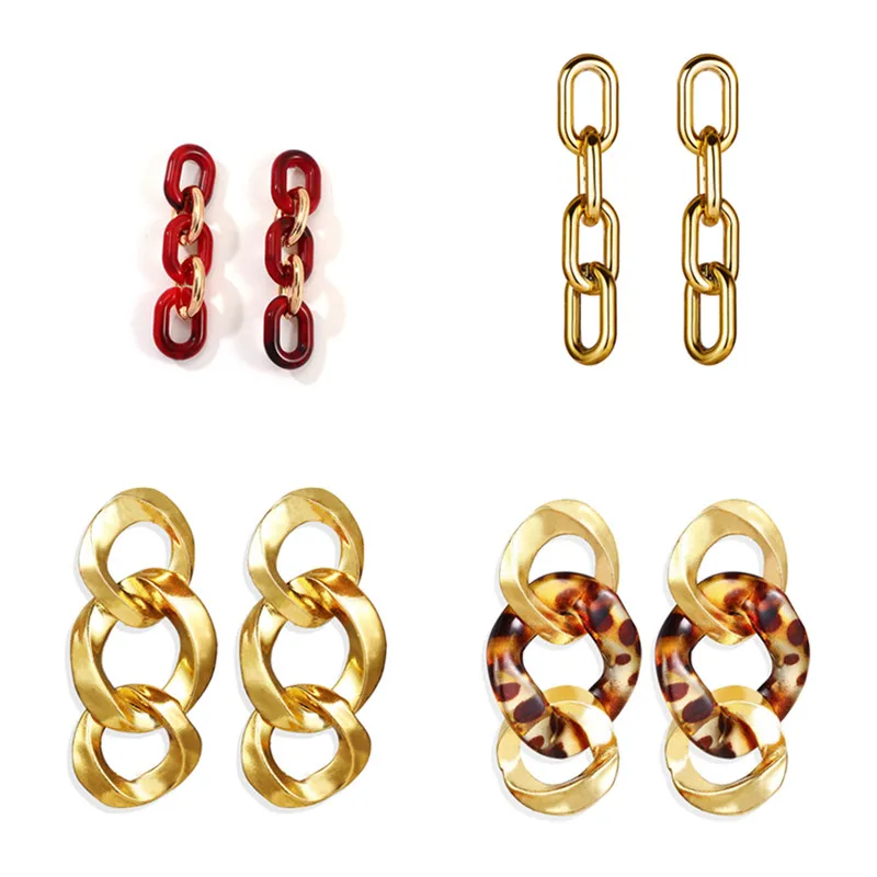 8 сезонов Мода из металла в стиле панк акриловые Висячие серьги золотые длинные