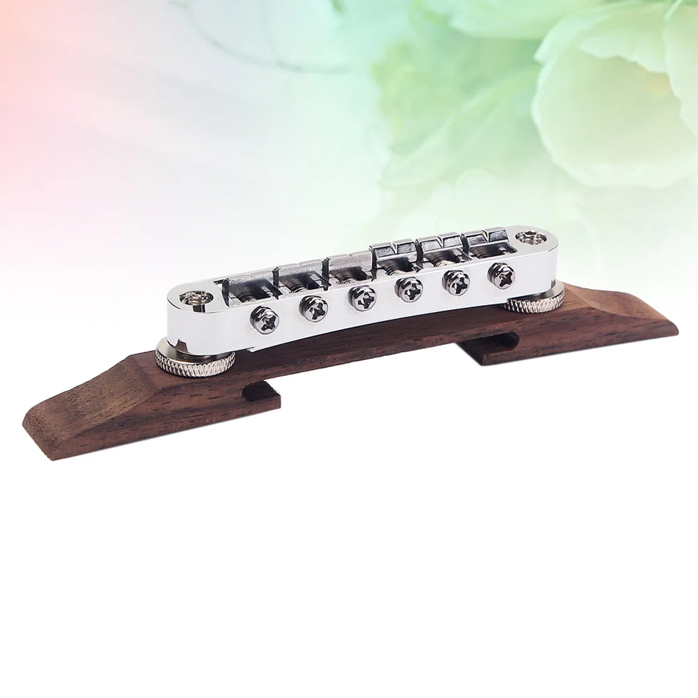 

GA605 Adjustable 6 Strings Guitar Bridge Roller Saddle Metal Rosewood Guitar Bridge Guitar Parts Accessories (Silver)