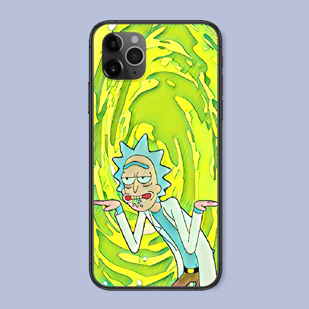 

Cartoon Rick Funny Morty Phone Case For Iphone 4 4s 5 5S SE 5C 6 6S 7 8 Plus X XS XR 11 12 Mini Pro Max 2020 black Etui Luxury