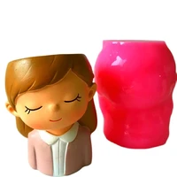 cute 3d girl vase mould for cement plaster epoxy resin clay handmade planter making tool concrete silicone pot molds