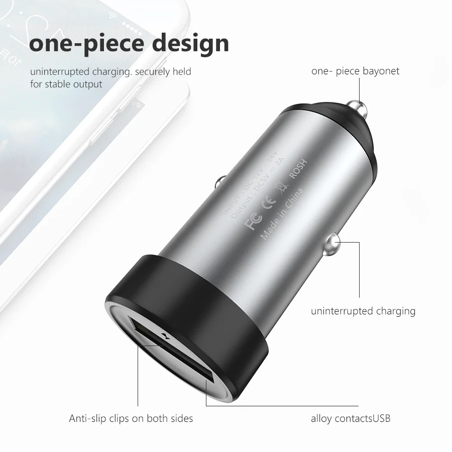Фото CBAOOO USB 2A автомобильное зарядное устройство для iPhone X 8 7 6 металлическое быстрое CBAOOO USB 2A автомобильное зарядное устройство для iPhone X 8 7 6 металлическое быстрое