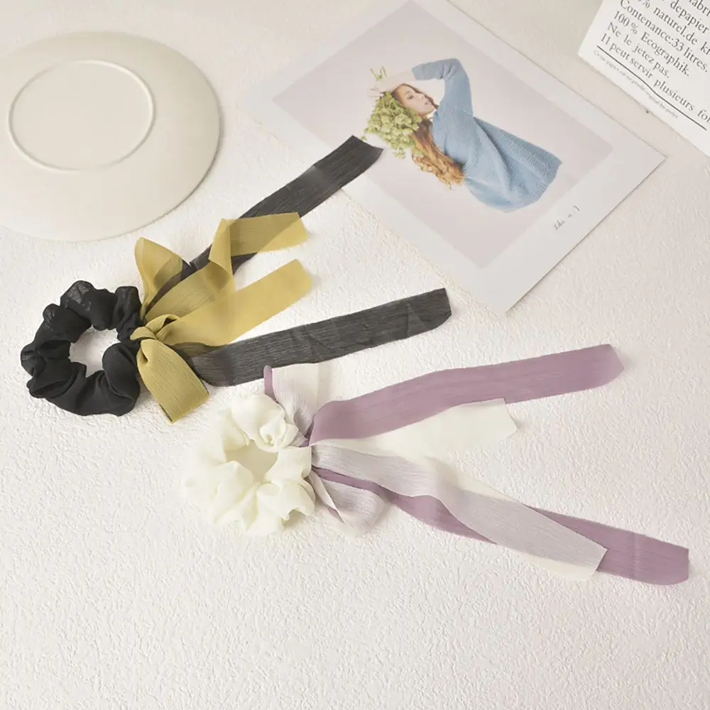 

1PC Korean Style Ribbon Bow Elastic Hair Tie Girls Sweet Wild Hair Rope Large Scrunchies Elegant Head Rope Sweet Ponytail Holder