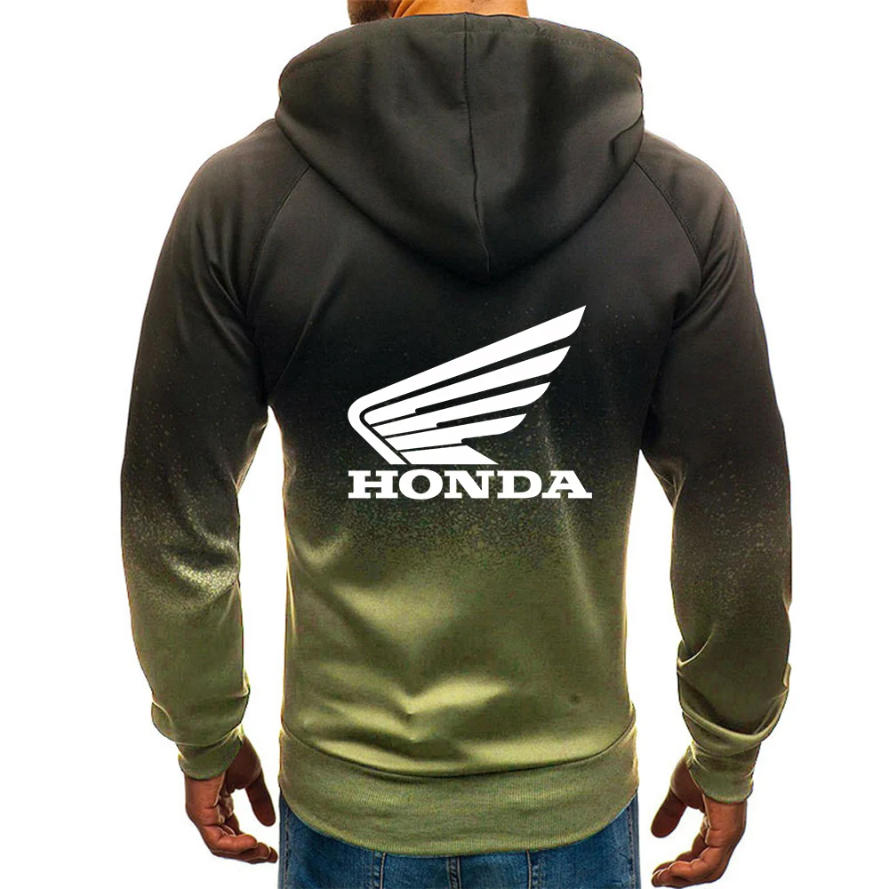 

2021 New Men Honda Wing Logo Casual Zipper Hoodies 3D Print Fashion Punk Harajuku Men's Gradient Color Sweatshirts Jacket Coats