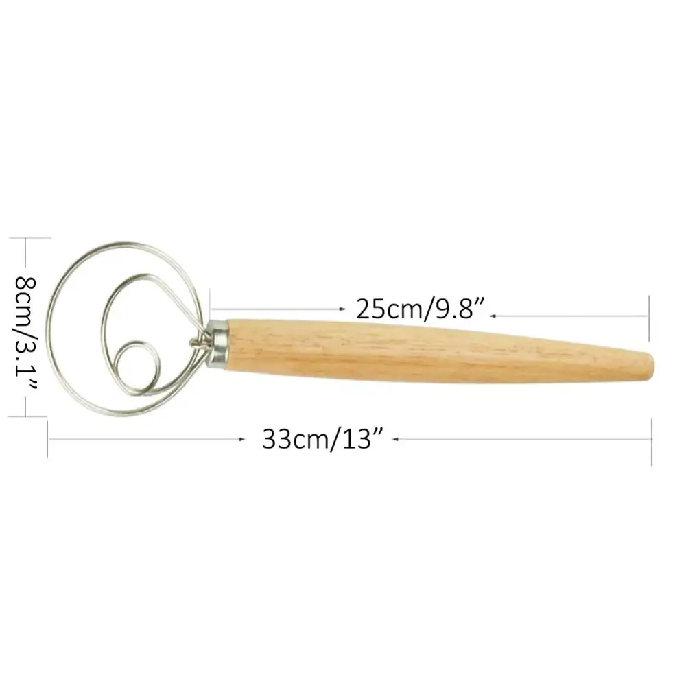 13 &quotяйцо колотушки муки мешалка для крема с деревянной ручкой Нержавеющая сталь