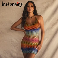 instunning women sexy striped mini dress vintage casual 2021 summer party club sleeveless elegant female backless camisole dress