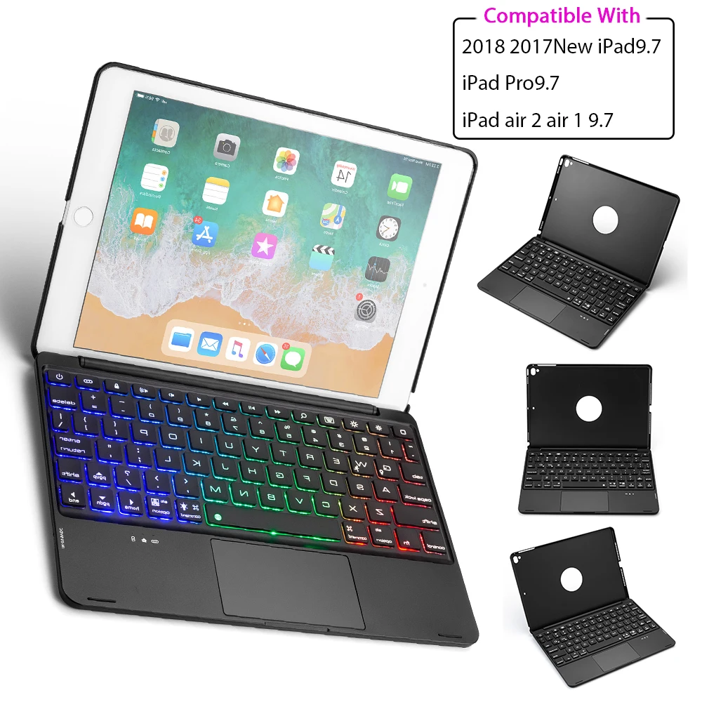 Чехол для клавиатуры с подсветкой 7 цветов нового iPad 9 Pro Air 1 2 чехол планшета