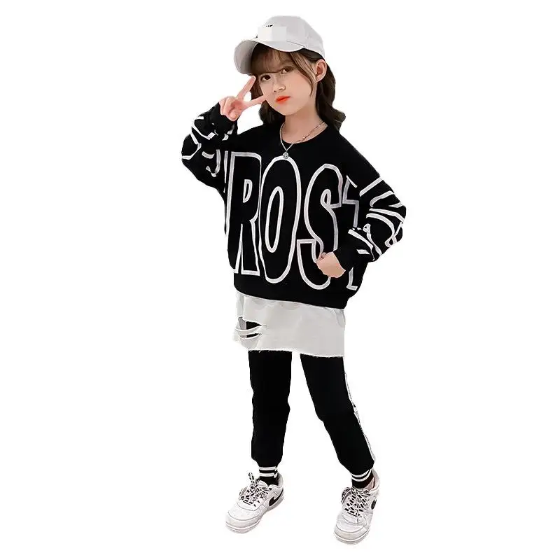 Спортивный костюм для девочек-подростков осенний комплект одежды с толстовкой и