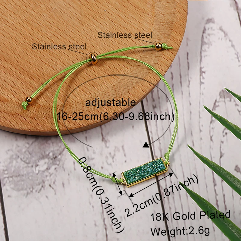 Ручной работы восковая веревка плетеная Браслет Золото Цвет смолы Шарм