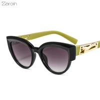 fashion cat eye sunglasses women metal jumping cheetah decoration glasses retro sunglass female eyewear uv400 sun glass shades