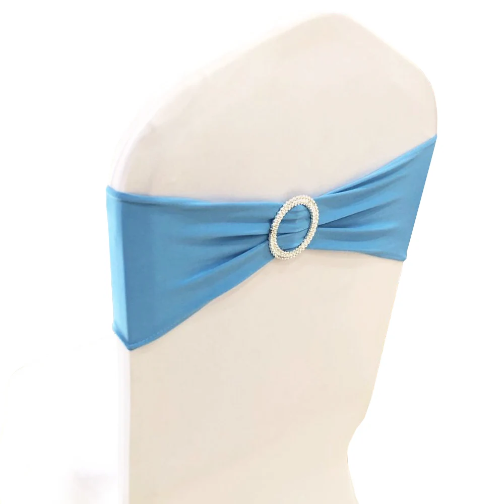 Sky Blue С фабрики 50 шт./упак. полиэстер спандекс повязка на стул для свадьбы событие стул украшение в события и вечерние поставки домашний текстиль - Цвет: Sky Blue