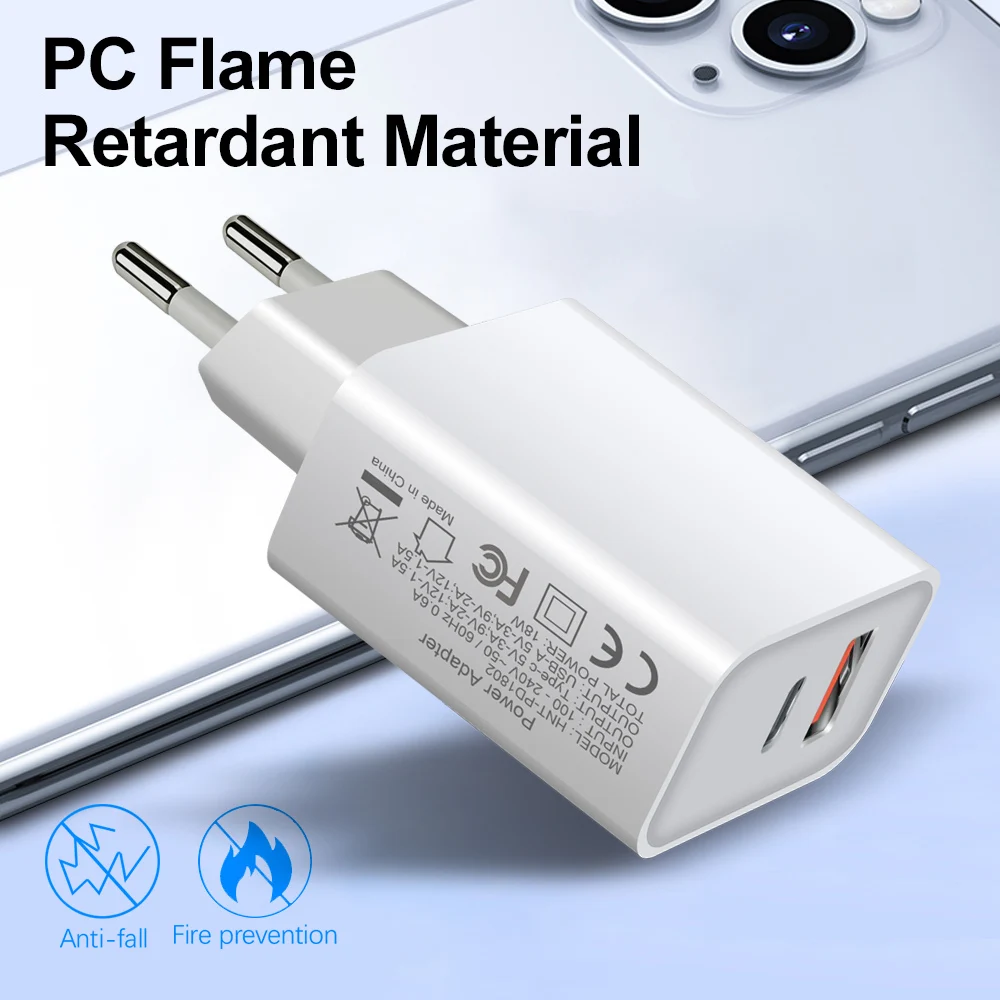 FDGAO 18 Вт Quick Charge 3 0 USB зарядное устройство PD QC3.0 Тип C адаптер для iPhone 12 Pro Max Samsung S20 S10