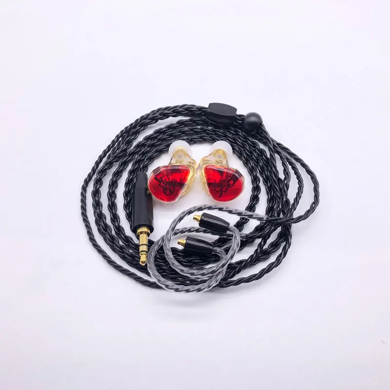 red with cable Индивидуальный заказ MMCX наушники Шум шумоподавления в виде цветов, популярная наушников сменный спортивный гарнитура mmcx-кабель для Shure SE215 наушник - Цвет: red with cable