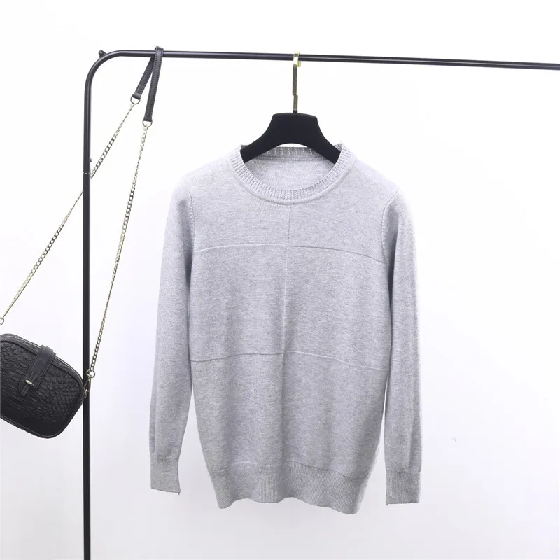 

B040-Autumn and winter 2019 new women's round neck Pullover Sweater generous solid color slim bottom sweater sweater