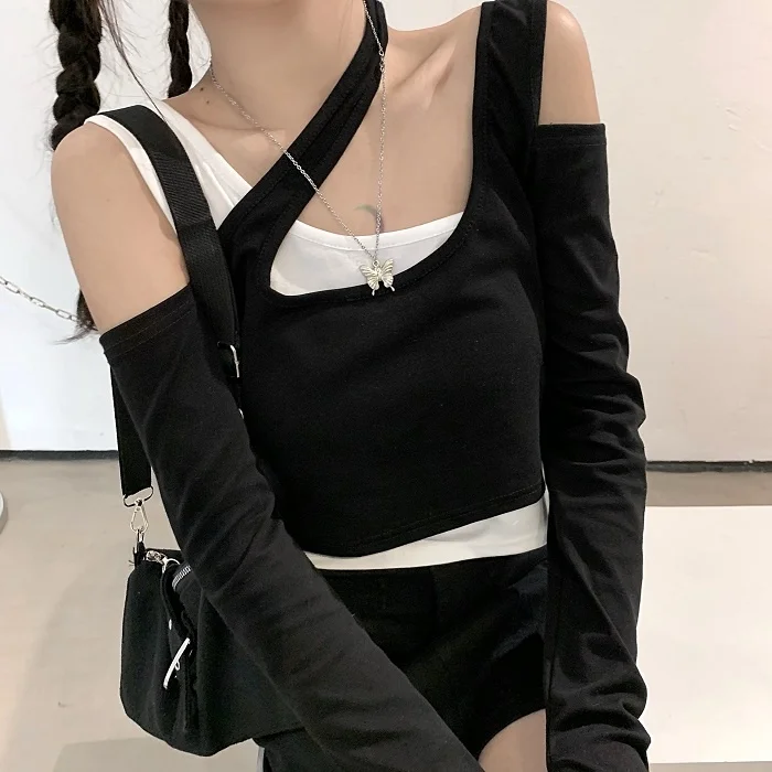 Женская футболка с открытыми плечами корейский стиль | одежда