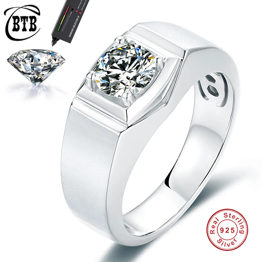 

Мужское классическое кольцо CBTB из 100% стерлингового серебра 925 пробы с муассанитом 1 карат, роскошные ювелирные украшения для вечеринки и свадьбы, оптовая продажа