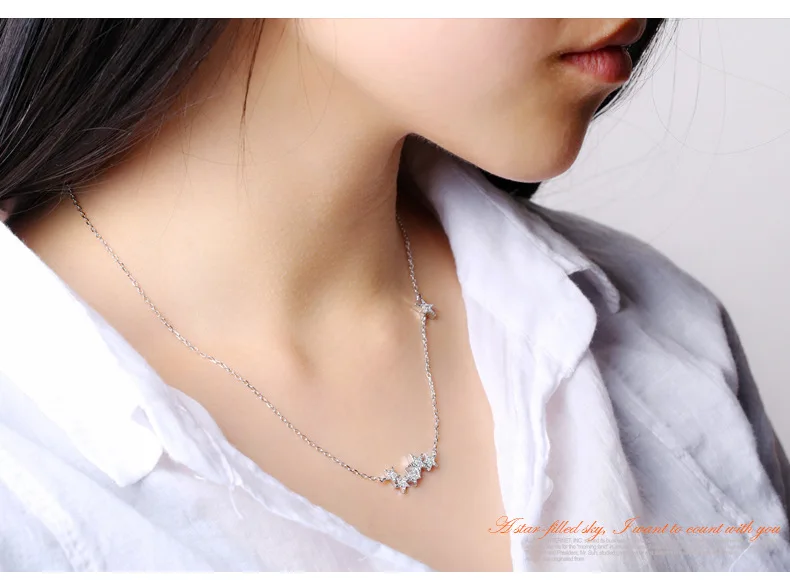 Женское колье из серебра 925 пробы с цепочкой до ключиц|Ожерелья| |