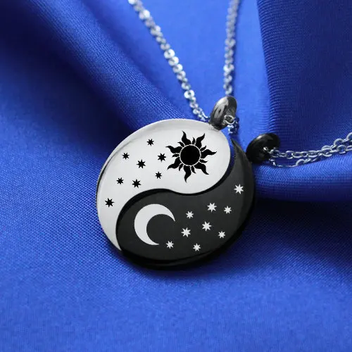 Модные ювелирные изделия ожерелье День и ночь Подвеска солнце луна с цепочкой