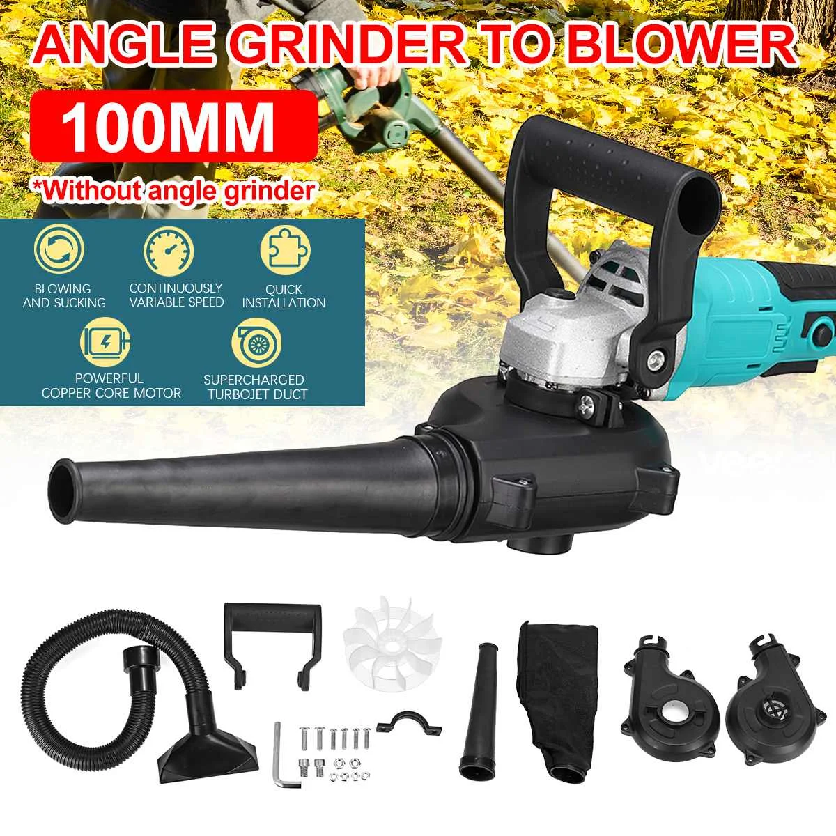 

Super Wind Dust Blower Accessory Grinder Air Blower Dust Blowing Bracket Change 100 Angle Grinder Into Blower DIY Home Tool