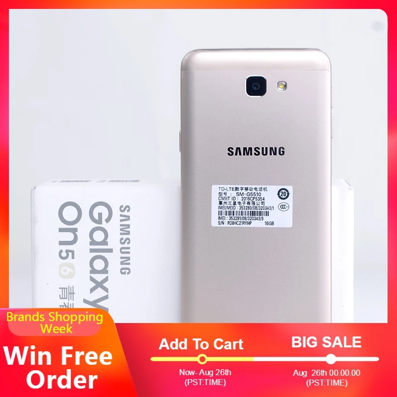 Оригинальный samsung Galaxy On5 2016 G5700 3 ГБ ОЗУ 32 Гб ПЗУ 5 0 ''Восьмиядерный gps Две sim карты