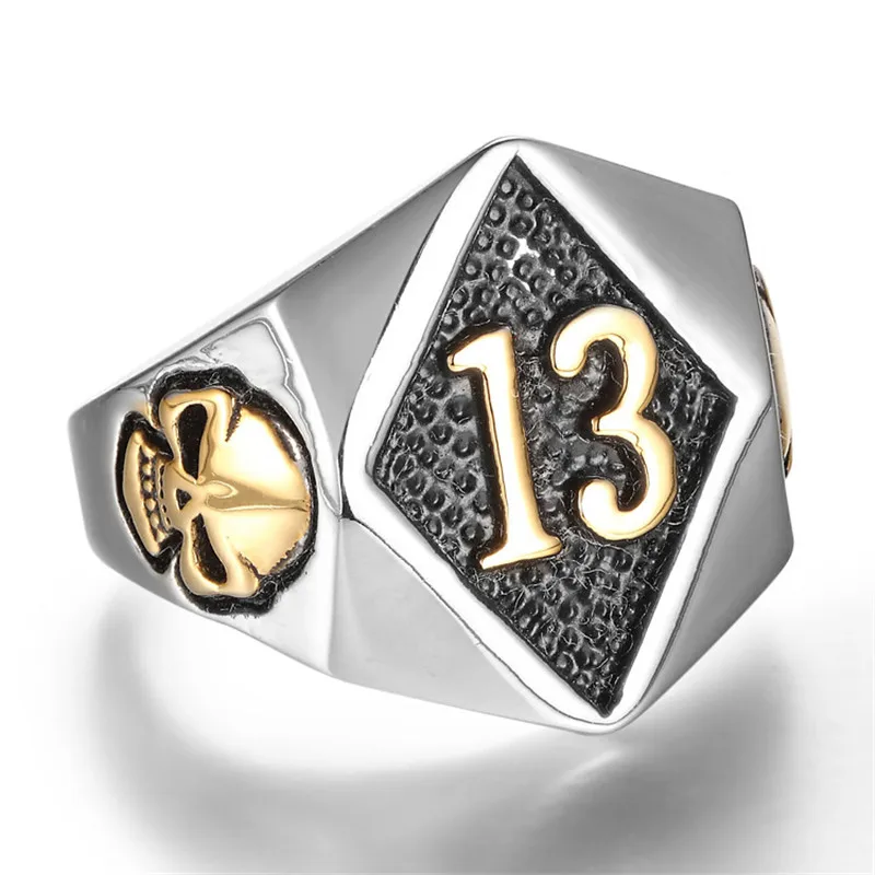 Прямая поставка Размер 7 18 дизайнерское байкерское кольцо Lucky Number 13 из