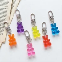 20pc cute girls resin gummy bear keychain for woman candy color animal bear key chain earphone cover jewelry party friends gifts