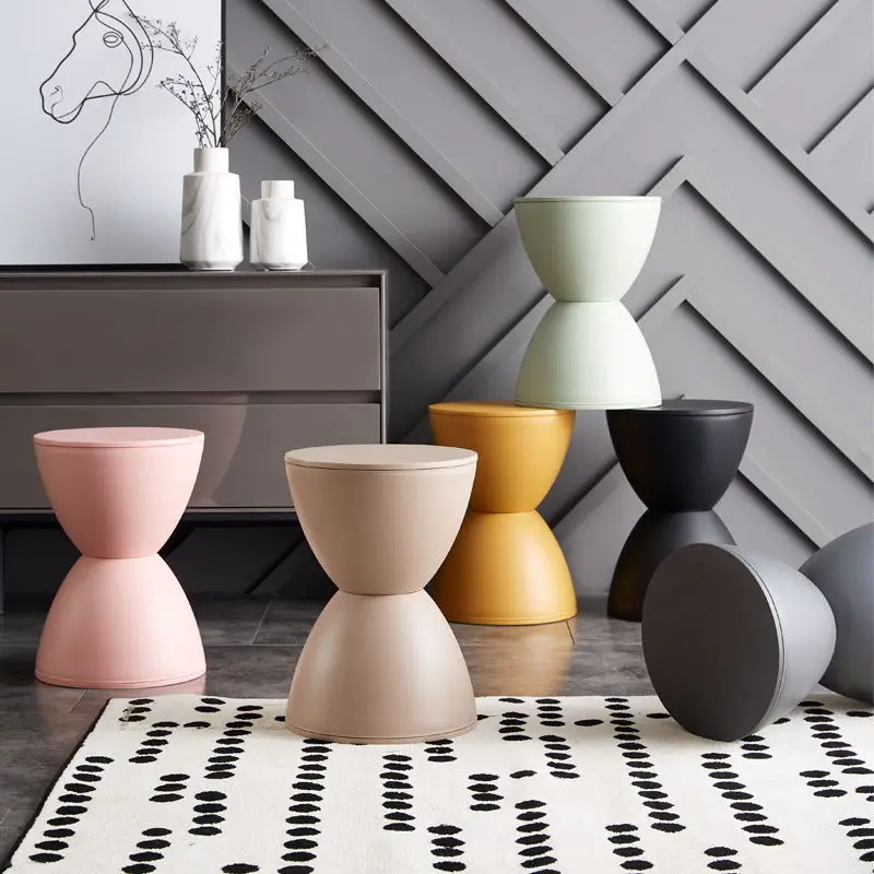 

Plastic stool thickening household stacking dining table bench fashion creative living room high low simple round stool chair