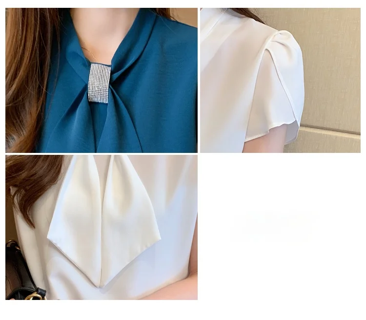 Блузки Топ летние шорты с длинными рукавами v-образной горловиной шифоновая