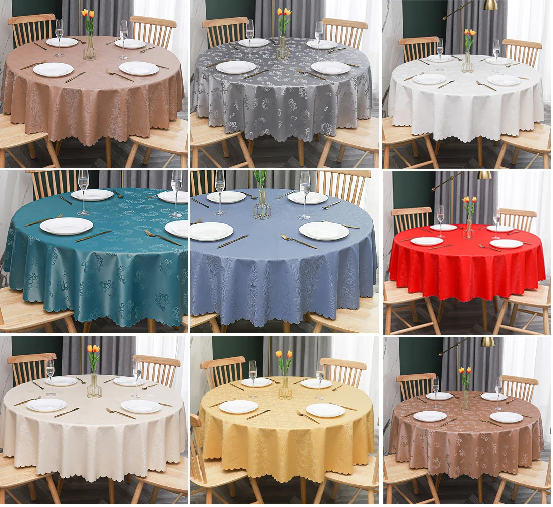 Mantel redondo PVC impermeable cubierta anti incrustante al aire libre mantel para comedor-0